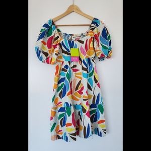 Tabitha Brown Botanical Print Puff Sleeve Dress -  XS